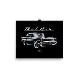 1957 Chevy Bel Air Poster for American Classic Car Owners Antique Automotive Art