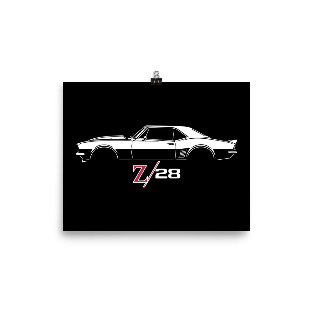 1967 Camaro Z28 Poster for Chevy Muscle Car Owners Enthusiasts Garage Office Man Cave Art