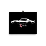 1967 Camaro Z28 Poster for Chevy Muscle Car Owners Enthusiasts Garage Office Man Cave Art