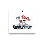 1960 Corvette Convertible C1 American Classic Car Poster for Garage Office Man Cave Antique Automotive Art