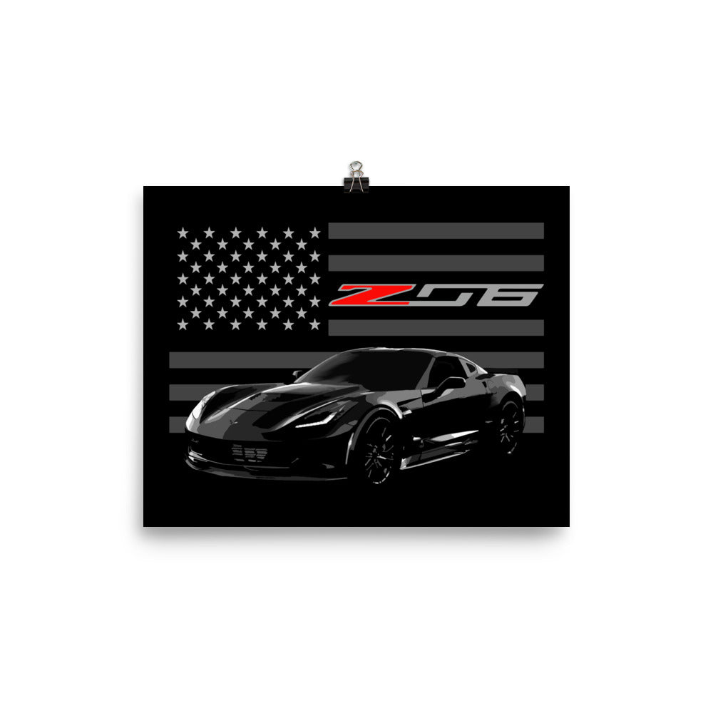 2017 Corvette C7 Z06 Seventh Gen Vette Driver Poster for Garage Office Man Cave Automotive Art