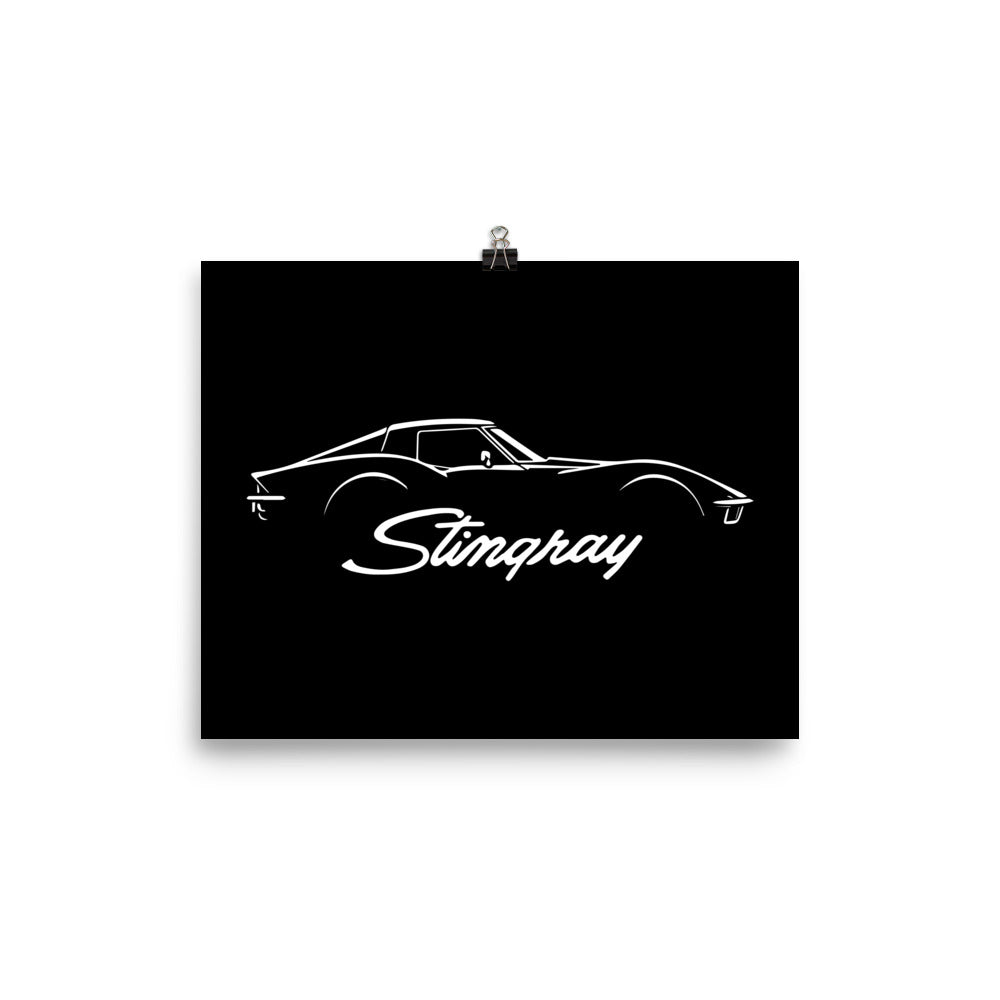 C3 Corvette Stingray Silhouette 3rd Gen Vette Driver Poster for Garage Office Man Cave Automotive Art