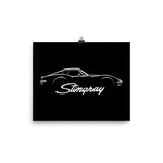 C3 Corvette Stingray Silhouette 3rd Gen Vette Driver Poster for Garage Office Man Cave Automotive Art