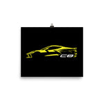 2024 Corvette C8 Vette Drivers Accelerate Yellow Minimalist Silhouette Poster for Garage Office Man Cave Automotive Art