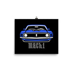 1970 Grabber Blue Mach 1 Stang Owners Classic Muscle Car Poster for Garage Office Man Cave Automotive Art