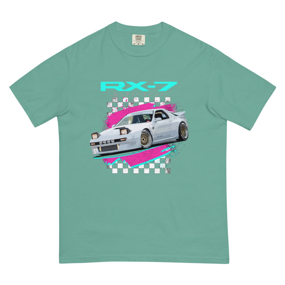 Retro 80s 90s JDM Car Graphic RX-7 Miami Aesthetic Japanese Street Race RX7 heavyweight t-shirt