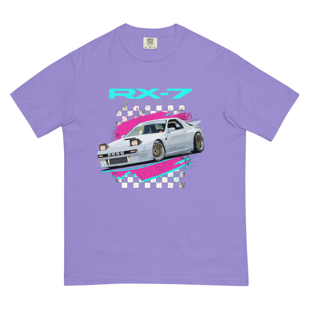 Retro 80s 90s JDM Car Graphic RX-7 Miami Aesthetic Japanese Street Race RX7 heavyweight t-shirt