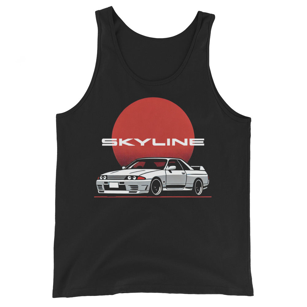 R32 Skyline GT-R 90s JDM Drivers Japanese Car Culture Red Sun Graphic Men's Tank Top