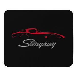 Red C3 Corvette Sports Car Stingray Silhouette 3rd Gen Vette Driver Custom Mouse pad