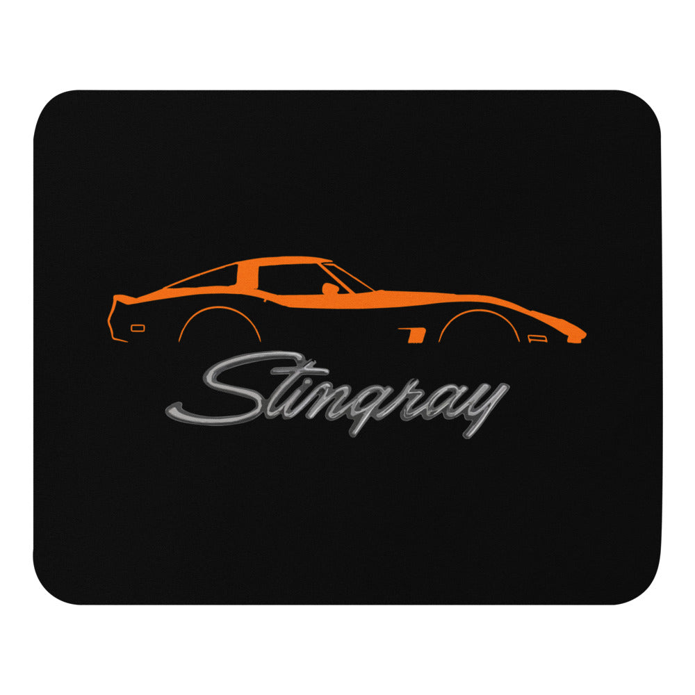 Orange C3 Corvette Sports Car Stingray Silhouette 3rd Gen Vette Driver Custom Mouse pad