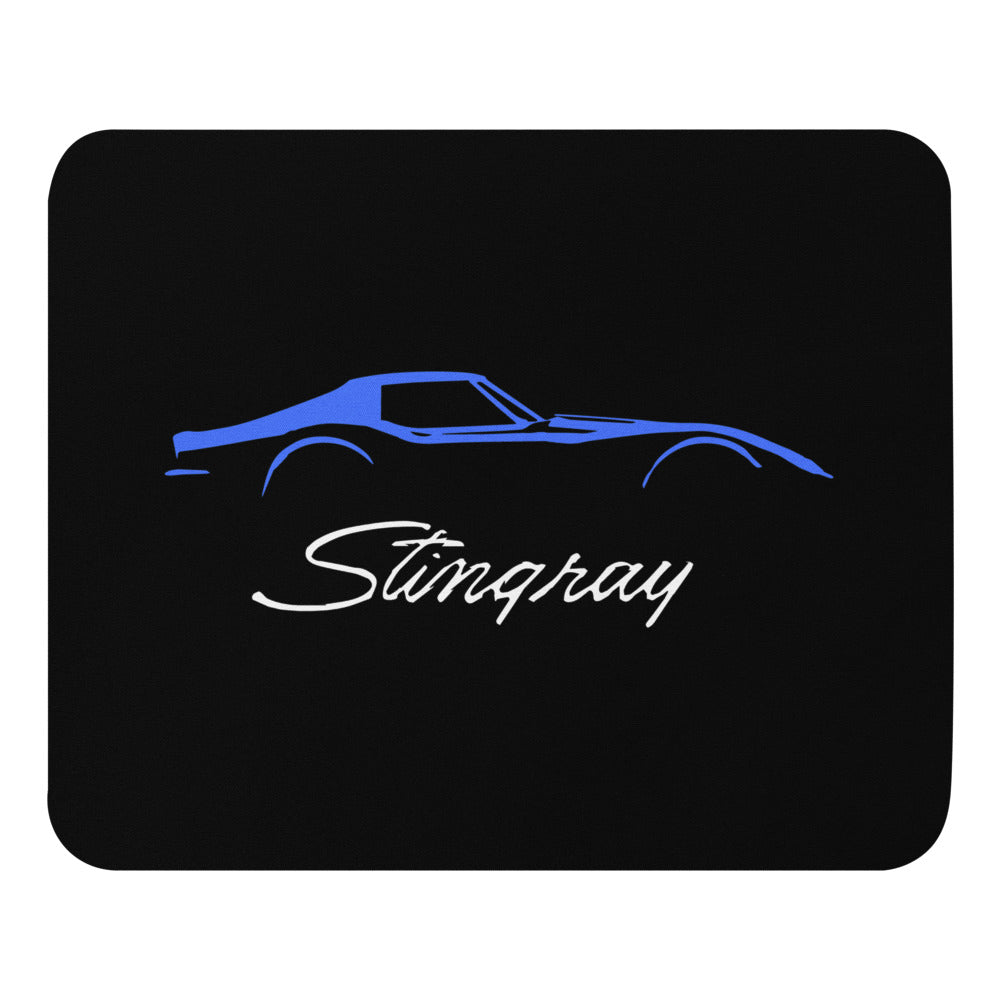 Blue C3 Corvette Sports Car Stingray Silhouette 3rd Gen Vette Driver Custom Mouse pad