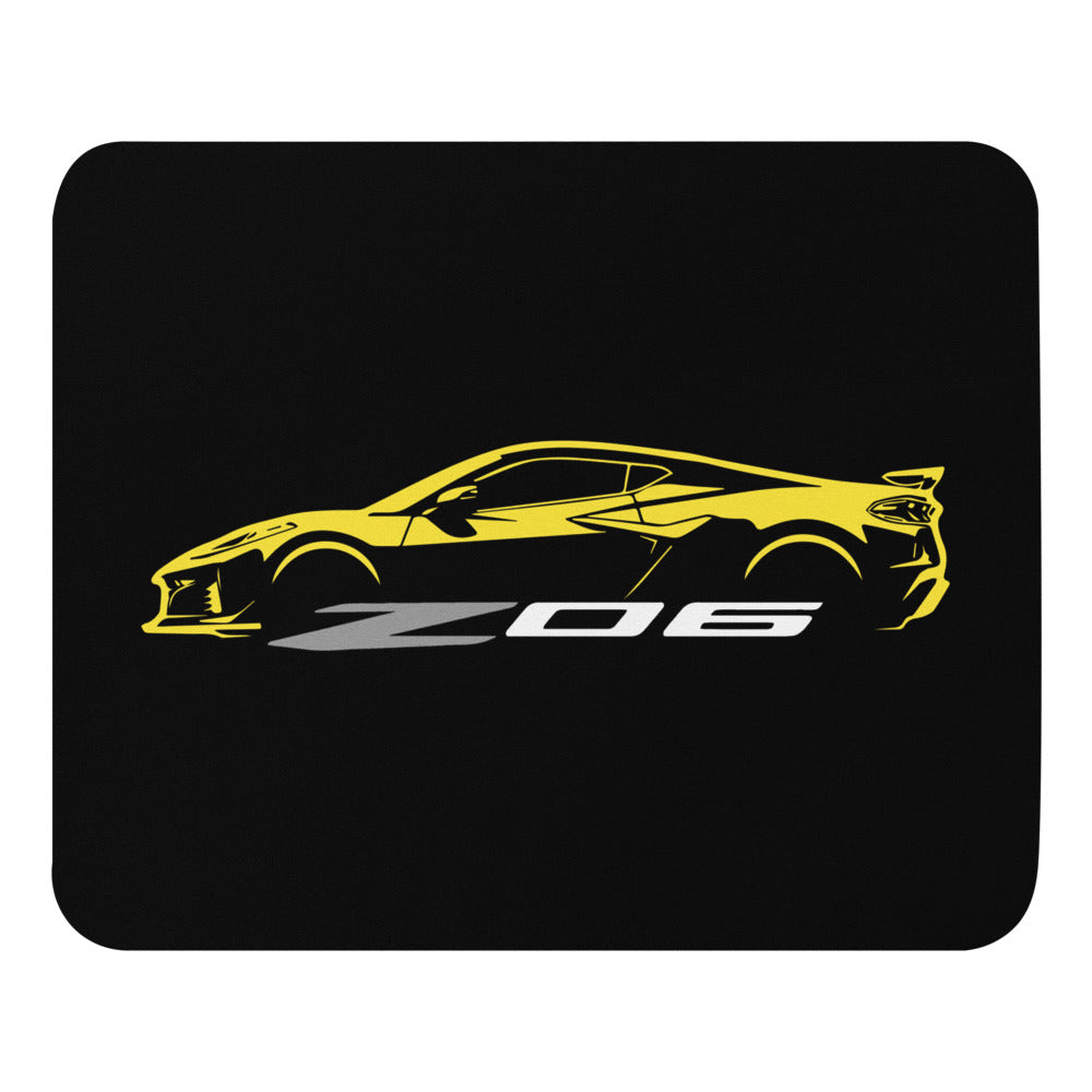 2024 2025 Corvette C8 Z06 Accelerate Yellow Silhouette 8th Generation Vette Drivers Custom Mouse pad