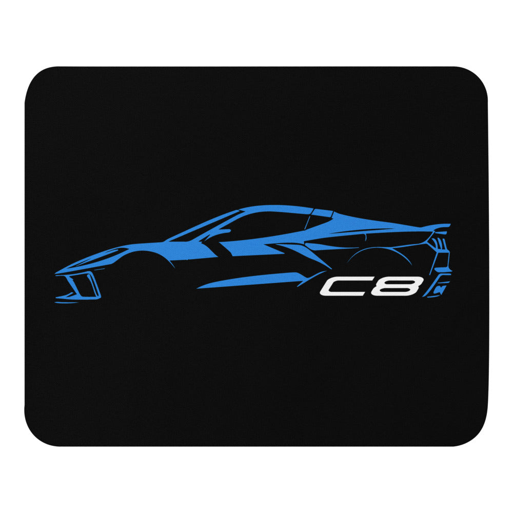 2024 Corvette C8 mouse pad for Vette Drivers Rapid Blue Minimalist Silhouette Custom