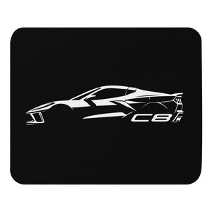 2024 Corvette C8 mouse pad for Vette Drivers Arctic White Minimalist Silhouette