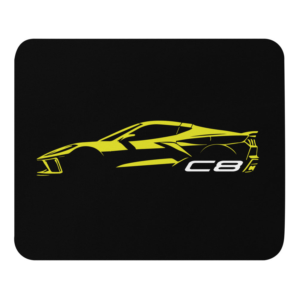 2024 Corvette C8 Vette Drivers Accelerate Yellow Minimalist Silhouette Mouse pad