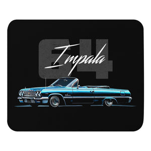 1964 Chevy Impala Blue 2 Door Convertible Lowrider Classic Car Mouse pad