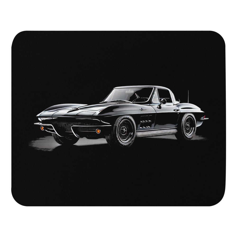 Black 1963 Corvette Chevy Classic Car Bowtie Fans C2 Vette Art Mouse pad