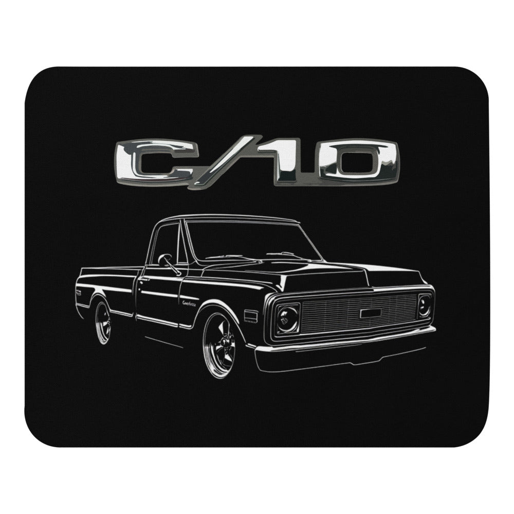 1971 Chevy C10 Black Mouse Pad for Vintage Truck Owners Enthusiasts