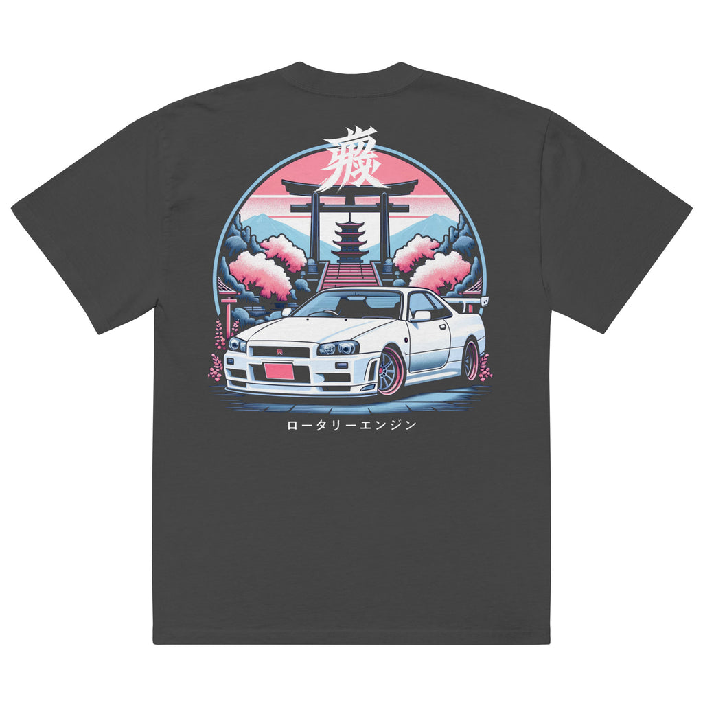 Japanese Aesthetic R34 Skyline GTR tee for JDM Fans 90s Japan Car Culture GT-R Oversized faded t-shirt