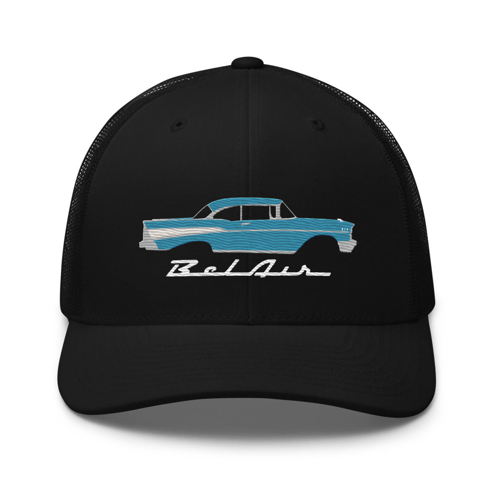 1957 Bel Air Tropical Turquoise Hardtop Antique 57 Chevy Classic Car Graphic Trucker Cap Snapback hat