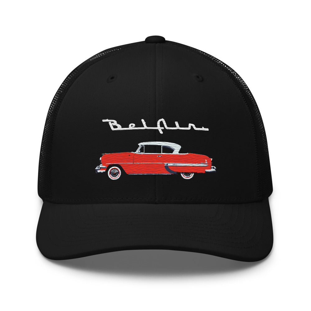1954 Chevy Bel Air Red Antique Classic Car Collector Cars Trucker Cap Snapback Hat