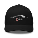 First Gen 1967 1968 1969 Chevy Camaro Z28 Outline Silhouette Embroidered hat for Classic Car Owners Trucker Cap