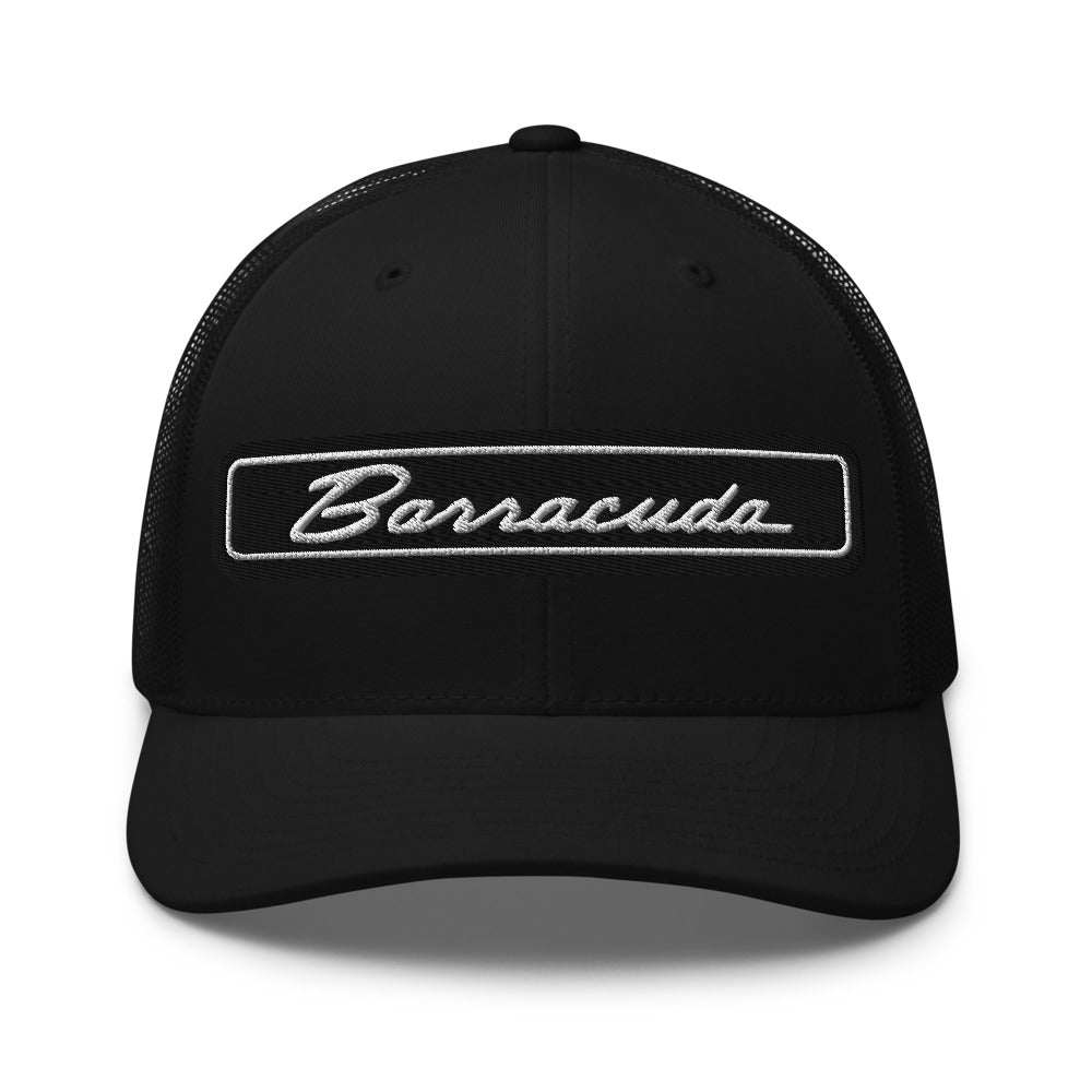 1971 - 1974 Barrcuda Script Muscle Car Enthusiasts trucker hat for Classic Car Owners Drivers Cuda Cap