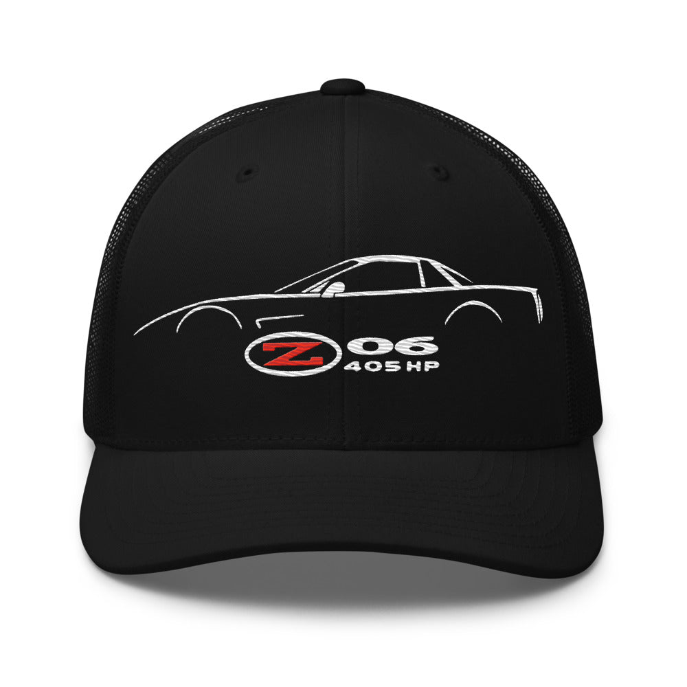 C5 Corvette Z06 hat for Vette Drivers Enthusiasts Speed Lovers Silhouette Custom trucker cap 405 horsepower