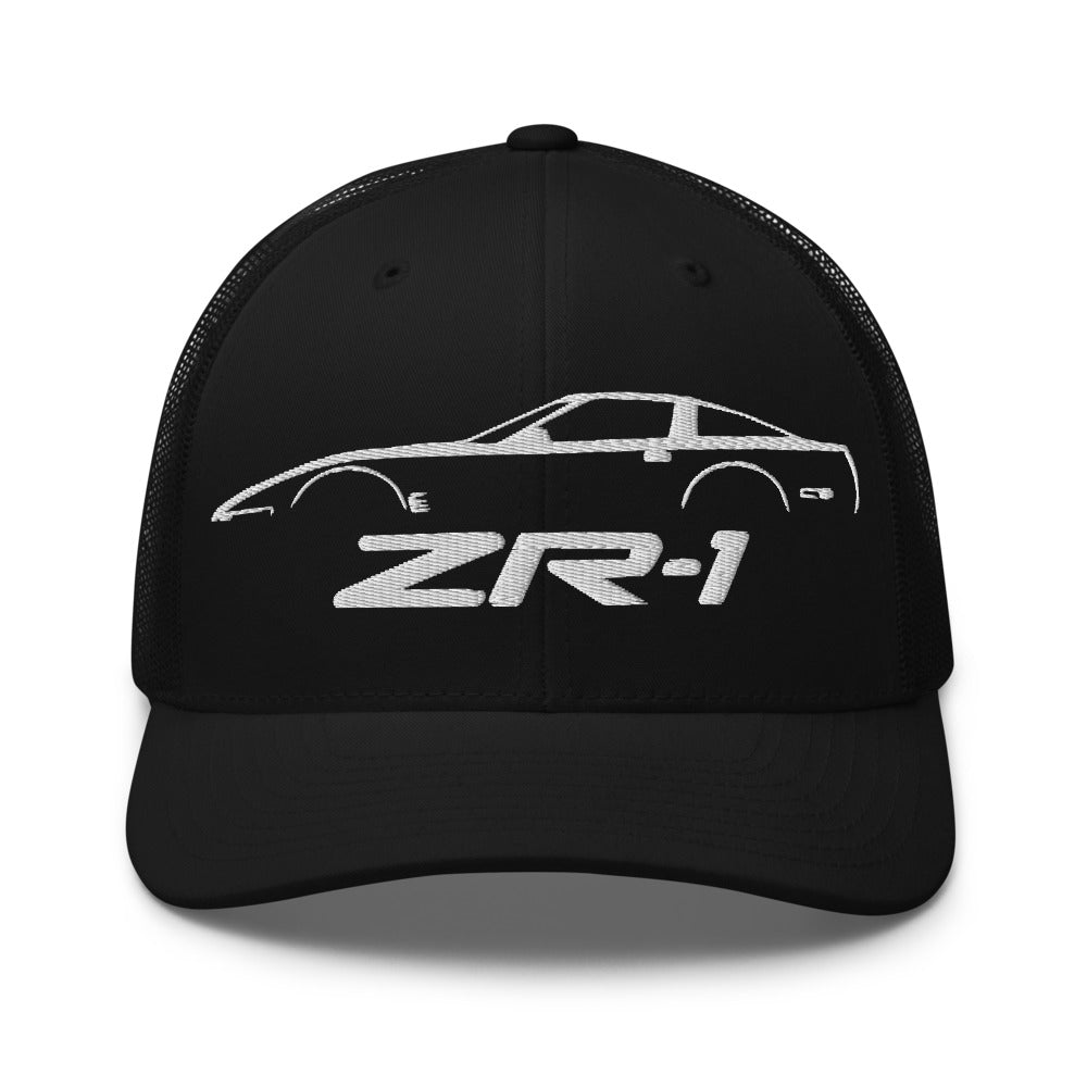 C4 Corvette ZR1 trucker hat silhouette design for Fourth Gen Vette Owners Drivers ZR-1 Cap