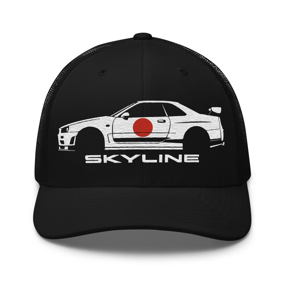 R34 GT-R Skyline hat for JDM Car Enthusiasts Japanese Automotive Culture GTR trucker cap