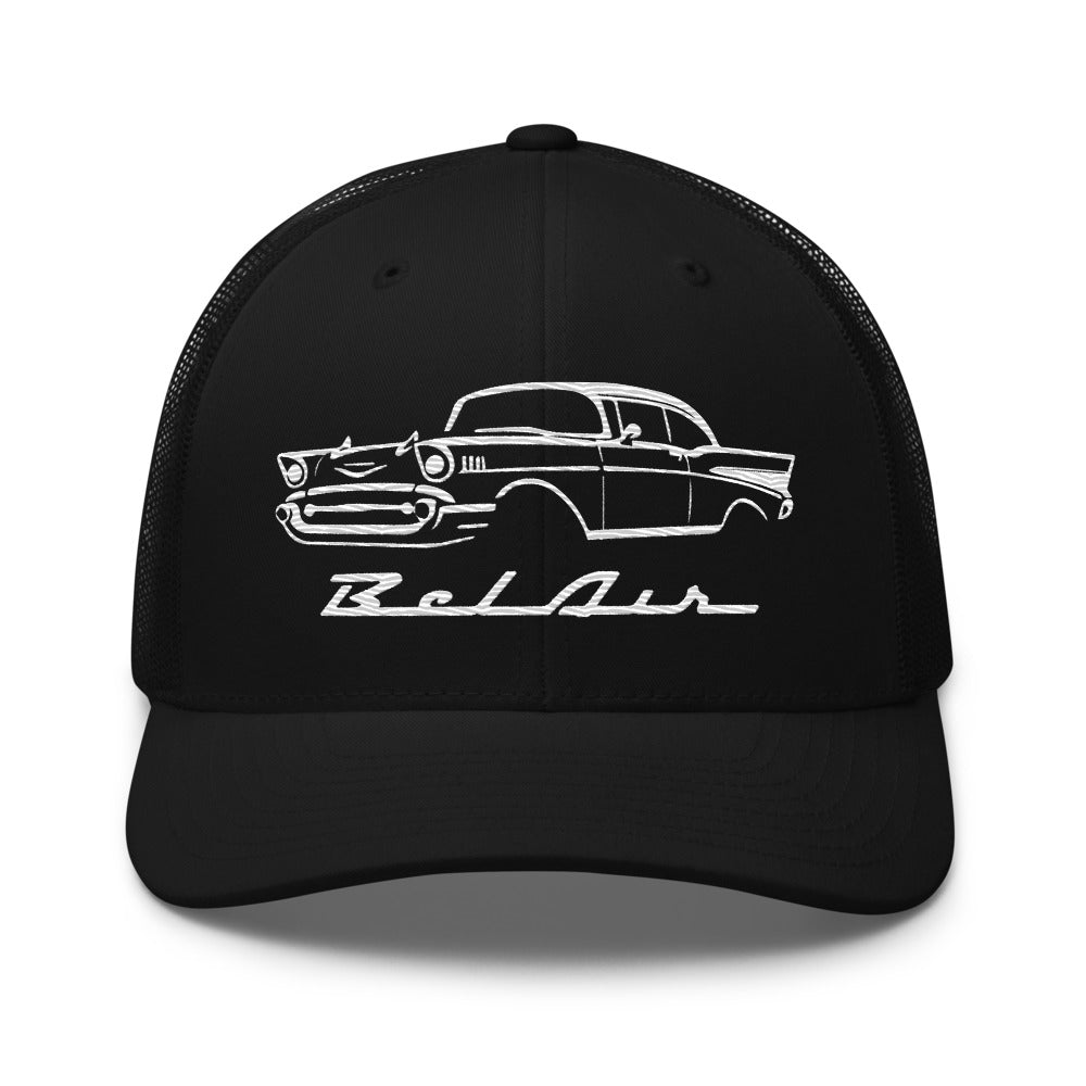 1957 Bel Air hat for Antique Chevy Owners Classic Car Enthusiasts 57 Belair trucker Cap