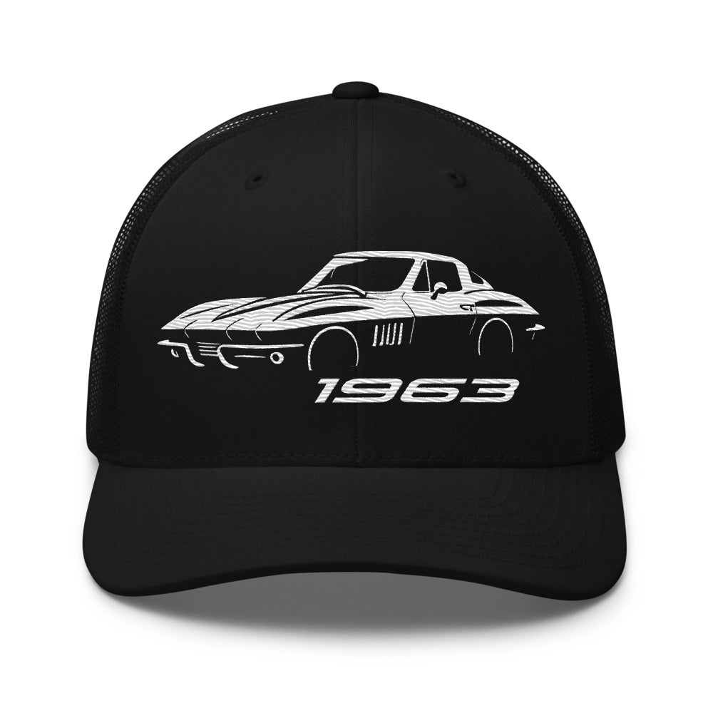 C2 1963 Corvette hat for Classic Vette Owners Automotive Enthusiasts Gear Heads trucker Cap