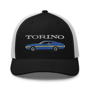 1972 Gran Torino Blue Muscle Car Owner Trucker Cap Snapback Hat