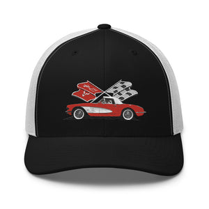 Red Corvette C1 Antique Classic Car owner gift Trucker Cap snapback hat