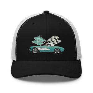 Corvette C1 Aqua Antique Classic Car owner gift Trucker Cap snapback Hat