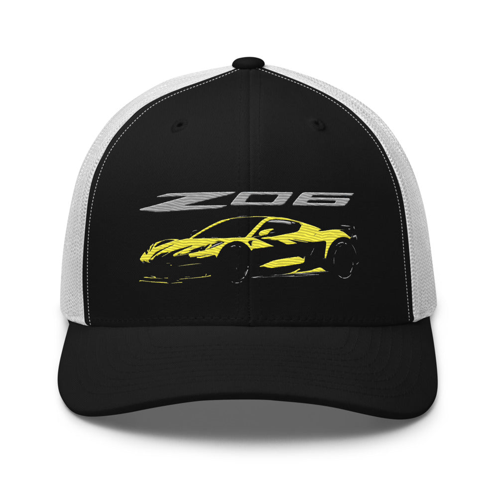 2023 2024 Corvette Z06 C8 Yellow Vette Drivers Trucker Cap snapback hat