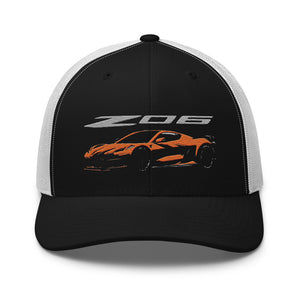 2023 2024 Corvette Z06 C8 Amplify Orange Vette Drivers Trucker Cap snapback hat