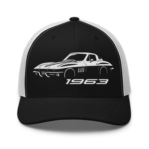 C2 1963 Corvette hat for Classic Vette Owners Automotive Enthusiasts Gear Heads trucker Cap