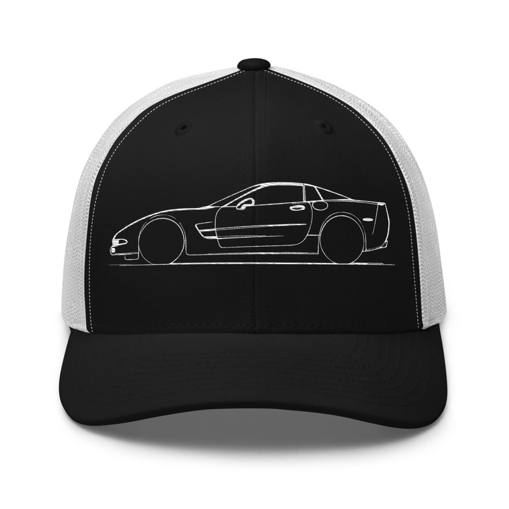 Sports Car Silhouette C5 hat for Vette Drivers Owners mesh back adjustable snap