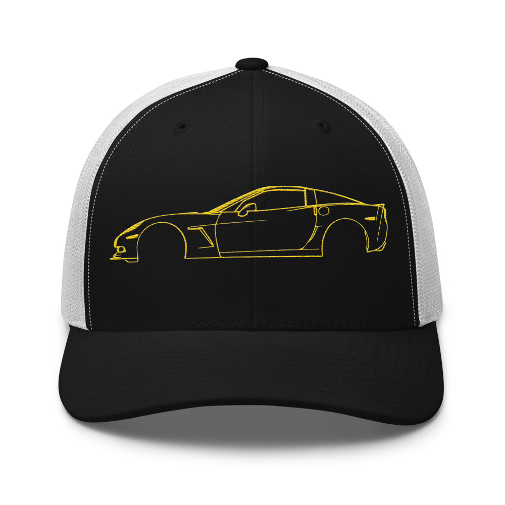 Yellow Vette C6 Sports Car Trucker Cap