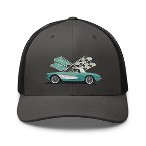 Corvette C1 Aqua Antique Classic Car owner gift Trucker Cap snapback Hat