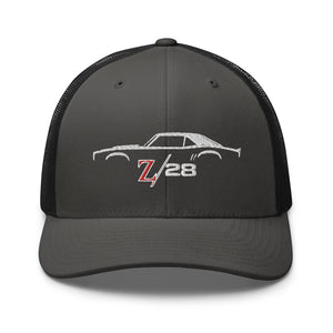 First Gen 1967 1968 1969 Chevy Camaro Z28 Outline Silhouette Embroidered hat for Classic Car Owners Trucker Cap