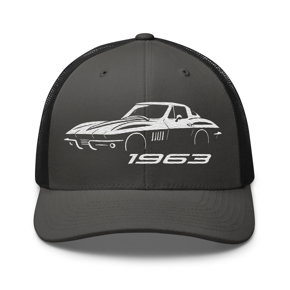 C2 1963 Corvette hat for Classic Vette Owners Automotive Enthusiasts Gear Heads trucker Cap