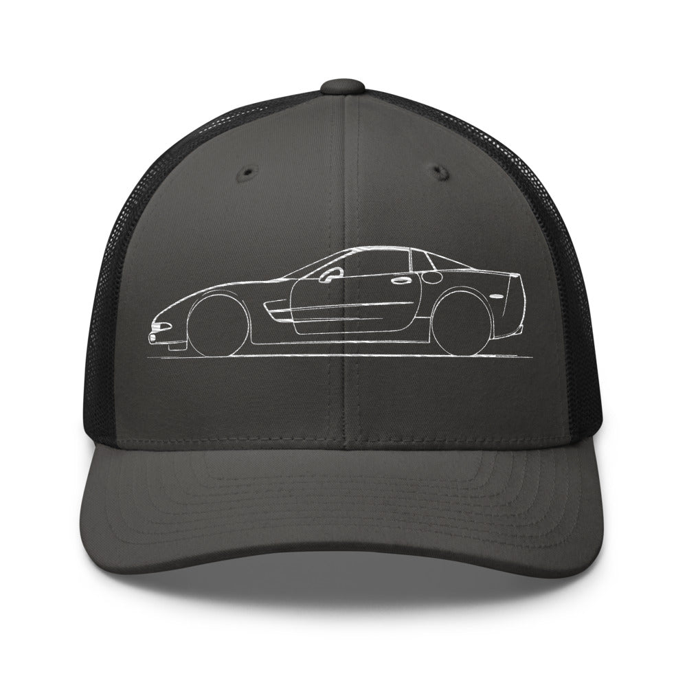 Sports Car Silhouette C5 hat for Vette Drivers Owners mesh back adjustable snap