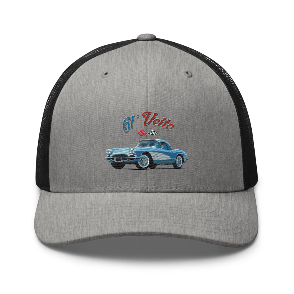 1961 Corvette C1 Jewel Blue 61 Vette Owner Classic Car embroidered Trucker Cap Snapback Hat