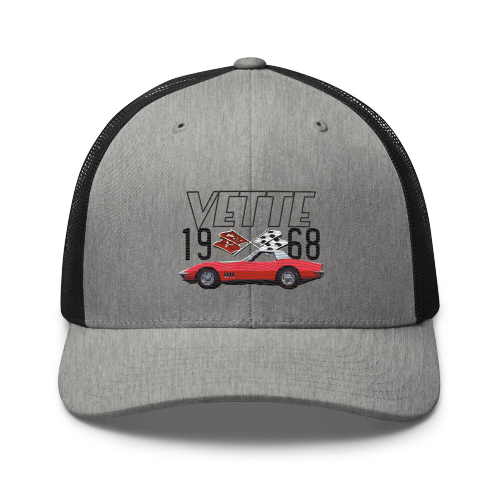 1968 Corvette Red Vette C3 Classic Car Trucker Cap Snapback Hat