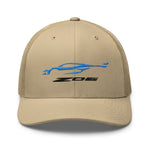 2023 Corvette Z06 C8 Vette Rapid Blue Silhouette Emroidered Trucker Cap Snapback Hat