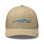 2023 Sports Car Rapid Blue C8 Next Gen Outline 8th Generation Mid Engine Vette Trucker Cap Snapback Hat