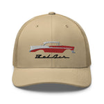 1956 Chevy Bel Air Red Antique Car Collector Cars 56 Belair Embroidered Trucker Cap Snapback Hat