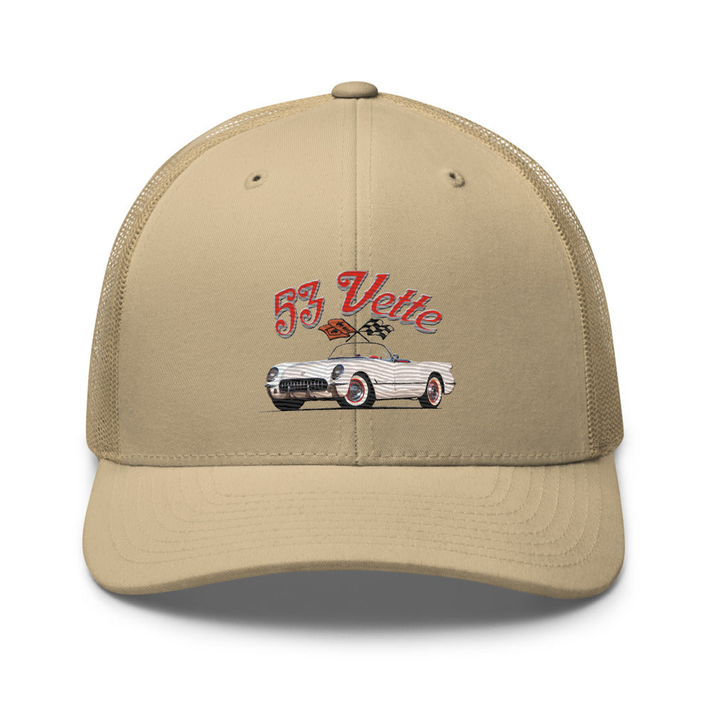 1953 Corvette C1 Fisrt Generation 53 Vette Antique Car Trucker Cap Snapback Hat